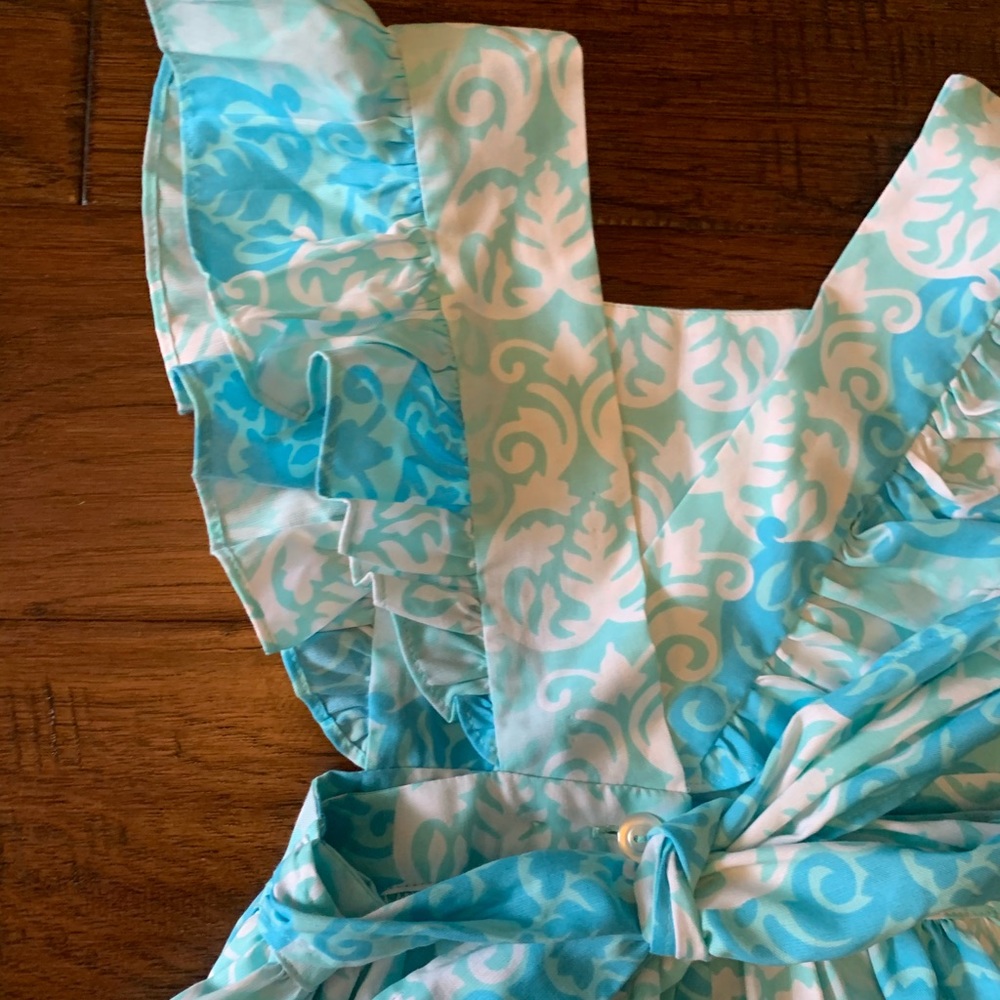 Eleanor Rose Damask Blue Girls Dress Size 7/8 - Picture 6 of 7